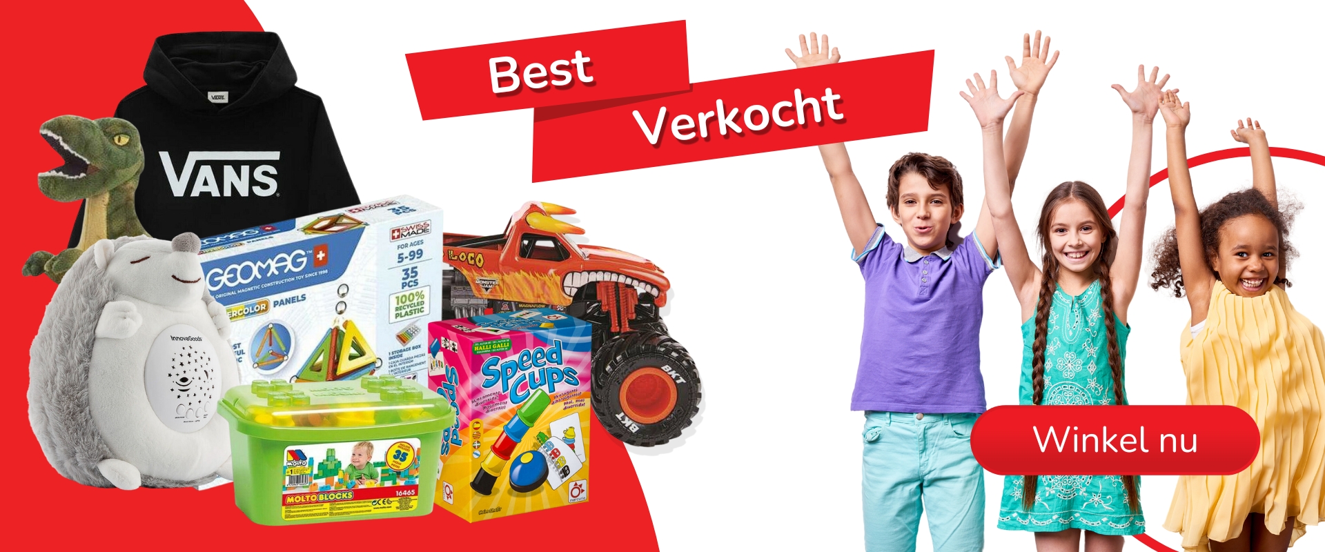 banner met speelgoed dat het beste is verkocht